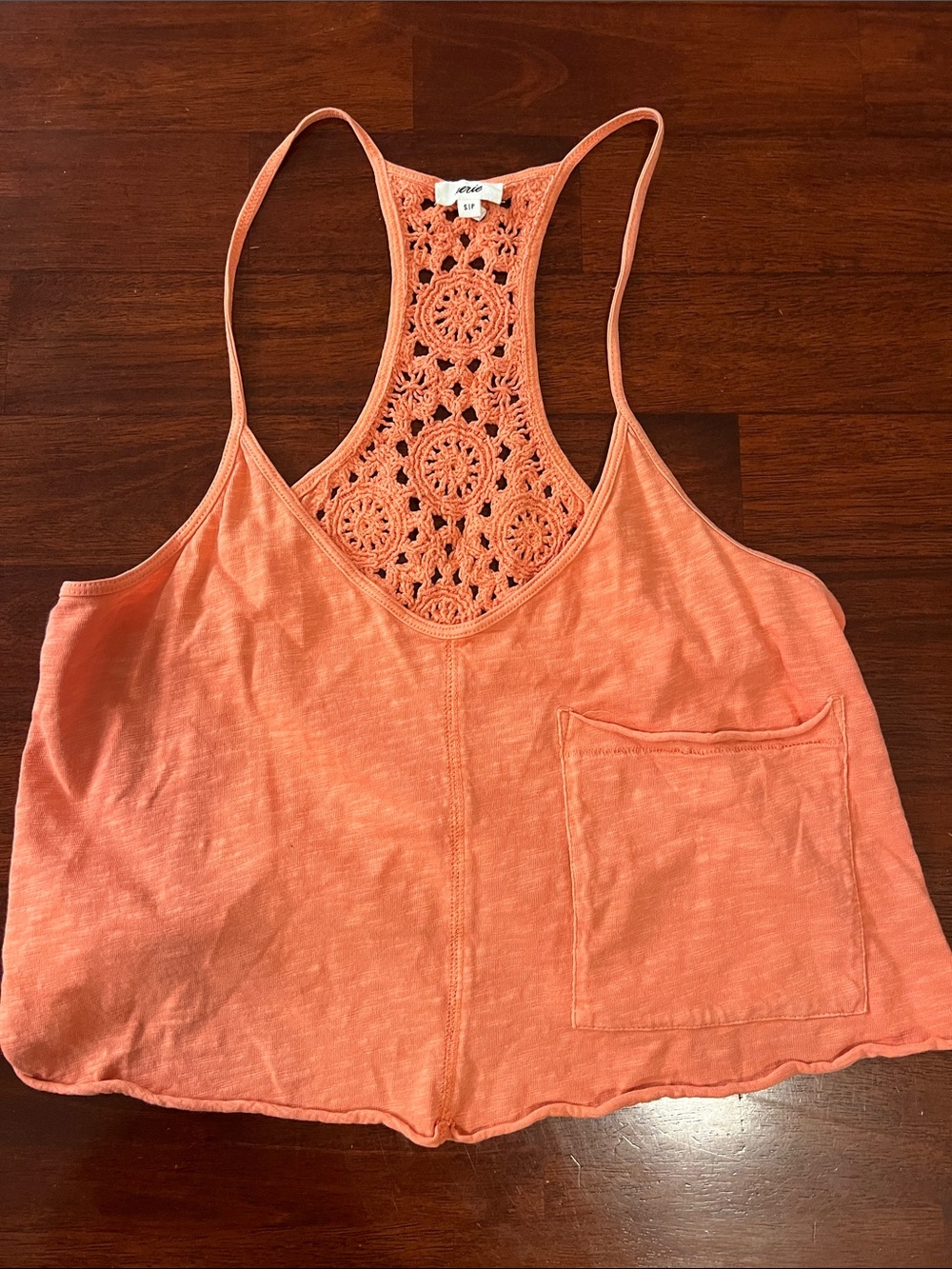 aerie Coral Orange Crochet Racerback Tank